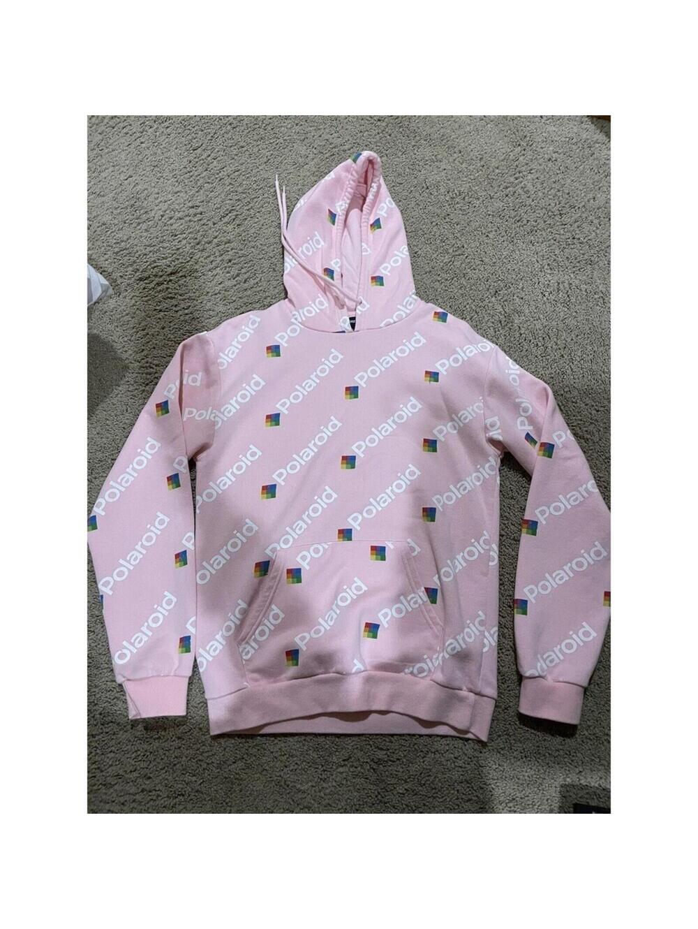 unisex Youth POLAROID pink sweatshirt hoodie S SMALL